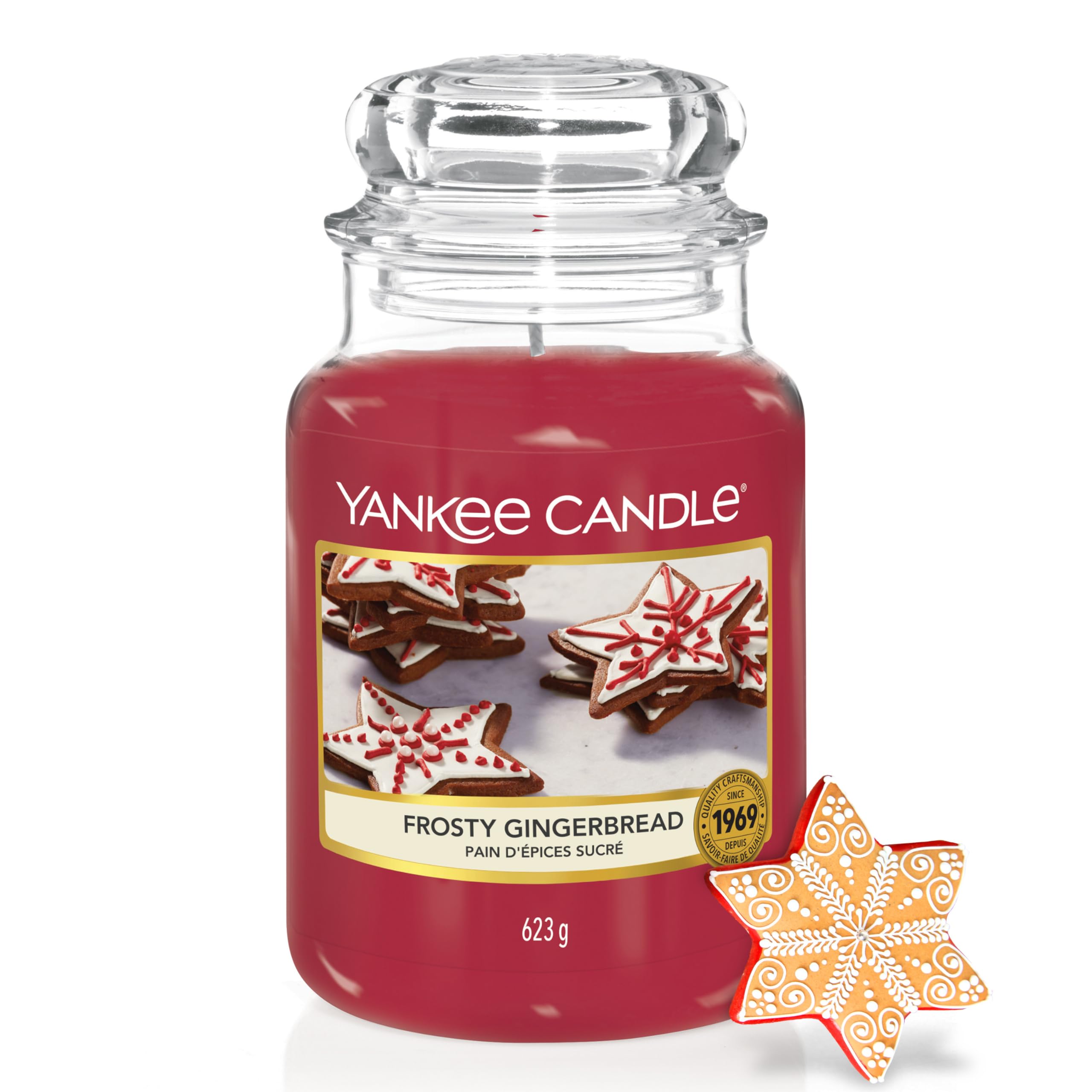 Yankee Candle Scented Candle | Frosty Gingerbread Large Jar Candle | Burn Time: up to 150 Hours