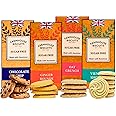 British Imported Farmhouse Biscuits Sugar Free Assorted Cookie Variety Pack, 4 Flavors - Chocolate Chip, Ginger Rounds, Oat Crunch, Viennese Shorties, 150g Each