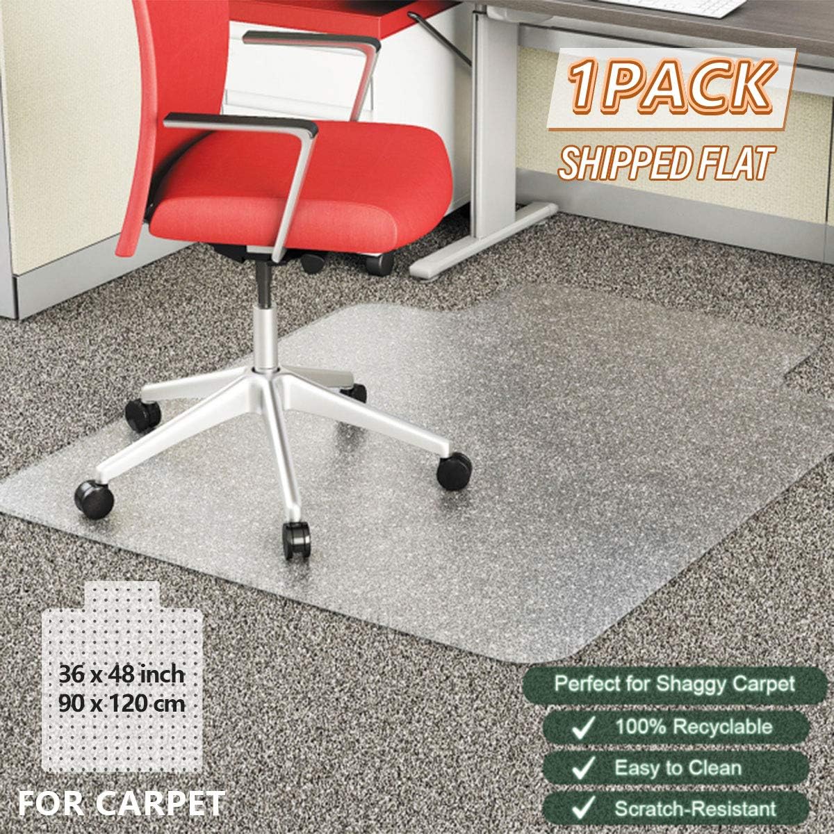YOUKADA Tile Packaging Chair Mat, Office Chair Mat for Carpet, Heavy Duty Desk Chair Mat, 86 x 109 cm/34 x 43 inches,1 Pack