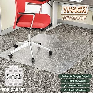 YOUKADA Tile Packaging Chair Mat, Office Chair Mat for Carpet, Heavy Duty Desk Chair Mat, 86 x 109 cm/34 x 43 inches,1 Pack