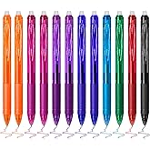 Temiary 12Pcs Erasable Gel Pens Multicolor, Easy to Erase No Smudge, Fine Point Colorful Pen Smooth Writing for Note Taking, Assorted Color Ink for School Office Stationary (0.5 mm)
