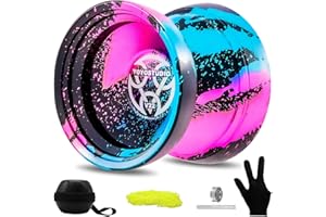 YOYOSTUDIO V22 Yoyo for Kids 8-12, Responsive Yoyo Professional with Unresponsive Yoyos Accessory Kit, Professional Trick Yo Yo for Adults with 10 Yo-Yo Strings, Case & Glove - Black Blue Pink