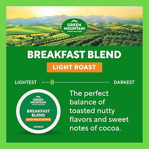 GREEN MOUNTAIN COFFEE ROASTERS BREAKFAST BLEND KEURIG SINGLE-SERVE K-CUP PODS, LIGHT ROAST COFFEE, 32 COUNT