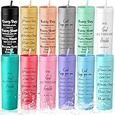 Yaomiao 12 Pcs Father's Day Christian Tumbler Gift Bulk, Bible Verse Skinny Tumbler Religious Acrylic 16 oz Mug with Lid and Straw Jesus God Faith Christian Gift for Men Women Teacher Employee Church