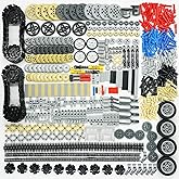 Gears-Parts Pins-Pieces Sets, Wheels-Axles Bulding Block Bulk Compatible with Technic-Parts Cars-Motor-Chain Tires Gearbox Ba