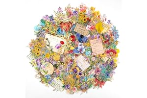 HTZNHXT 240Pcs Transparent Flower Stickers, Cute Vintage Floral Sticker for Kids, Clear Wildflower Stickers for Water Bottles, Scrapbooking, Card Making, Crafts, Laptop