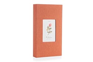 HENPISEN Photo Album 4x6 with 300 Pockets, Slip-in Picture Albums, Linen Cover Memory Book with Front Window, Vertical Photo Book for Wedding, Family, Anniversary, Baby, Vacation(Orange)