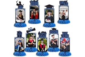 9 PCS Graduation Party Decorations Class of 2025 Honeycomb Centerpieces, Honeycomb Centerpieces for Graduation Photo Toppers 