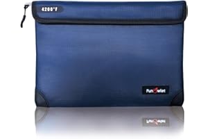 FUNOWLET Fireproof Waterproof Money Document Bag - with 4200°F Heat Insulated, Safe Fireproof Storage Pouch with Zipper, Upgraded 8 Layers of Functional Materials for Documents,Valuables (11"x7.7", Blue)
