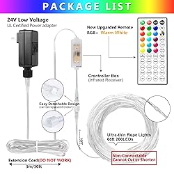 66FT Ultra-Thin LED Rope Lights for Outside, 18