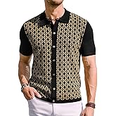 PJ PAUL JONES Men's Contrast 70s Vintage Polo Shirts Short Sleeve Knitwear