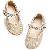 PHIRAMIN Toddler Flower Girl Glitter Dress Shoes Little Girl Ballet Flats Bow Wedding Party