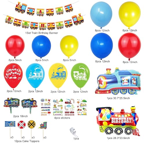 Train Happy Birthday Cake Topper - Multicolor Train Decoration For Birthday Party & Baby Shower - View #12