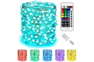 Minetom Color Changing Fairy String Lights - 33 ft 100 LED USB Silver Wire Lights with Remote and Timer, Starry Fairy Light for Bedroom Party Indoor Christmas Decoration, 16 Colors, Adapter Included