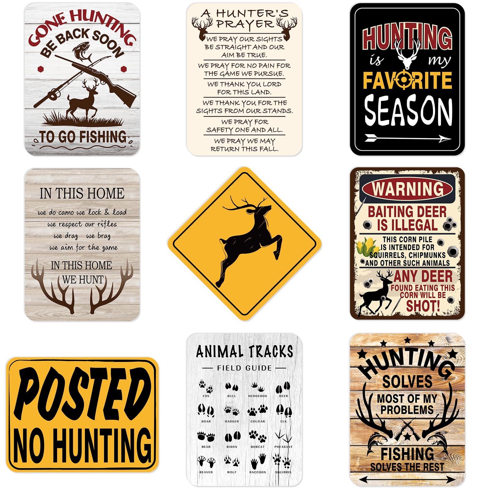 Photo 1 of Hunting Party Decorations - 9 PCS Gone Hunting Birthday Party Sign Decorations for Boys Kids Deer Hunting Themed Birthday Party Funny Deer Hunter Decor for Man Room Home Garden Yard Wall Decor