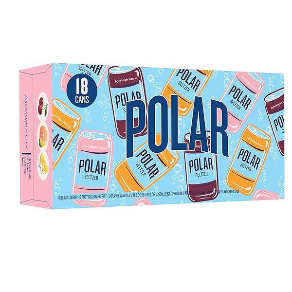 POLAR SELTZER WATER CROWD PLEASER VARIETY PACK, 12 FL OZ CANS, 18 PACK