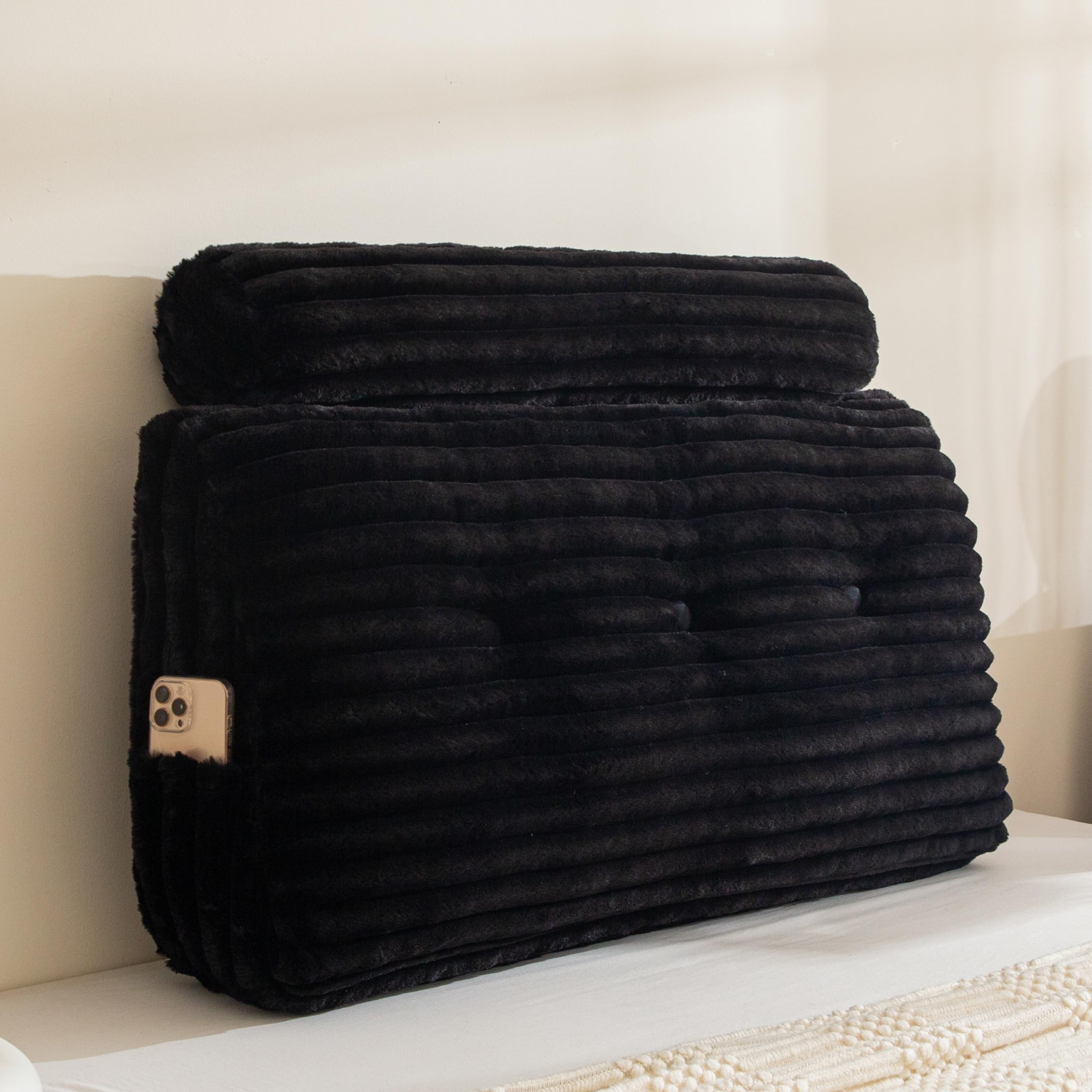 Photo 1 of HIGOGOGO Triangular Headboard Wedge Pillow with a Cylindrical Pillow and Memory Foam Filling, Daybed Pillows for Sitting up, Reading or Working with Removable Cover,Twin 39.4"x19.7"