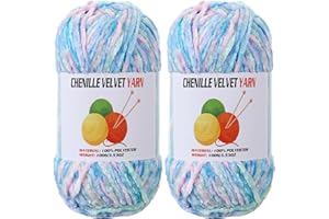 GENERIC 2 * 100g Velvet Chenille Chunky Yarn, Handcrafts Weaving Soft Chenille for Crocheting Clearance, Used for Making Baby Yarn Blanket, Clothes, Knitting Creations (Candy Color)