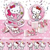 HALIFIN 51PCS Cartoon Theme Birthday Party Decorations, Includes 20 Paper Plates (7/9 inch), 10 Cups, 20 Napkins, 1 Tableclot