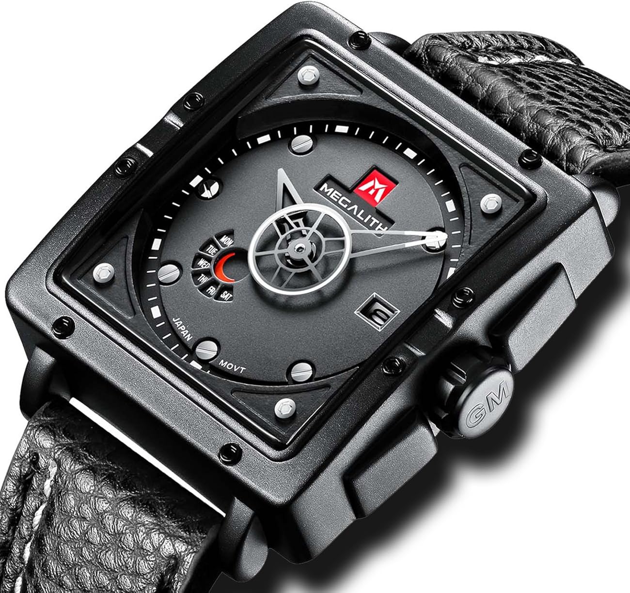 Mens Watches Men Waterproof Sport Square Face Calendar Date Black