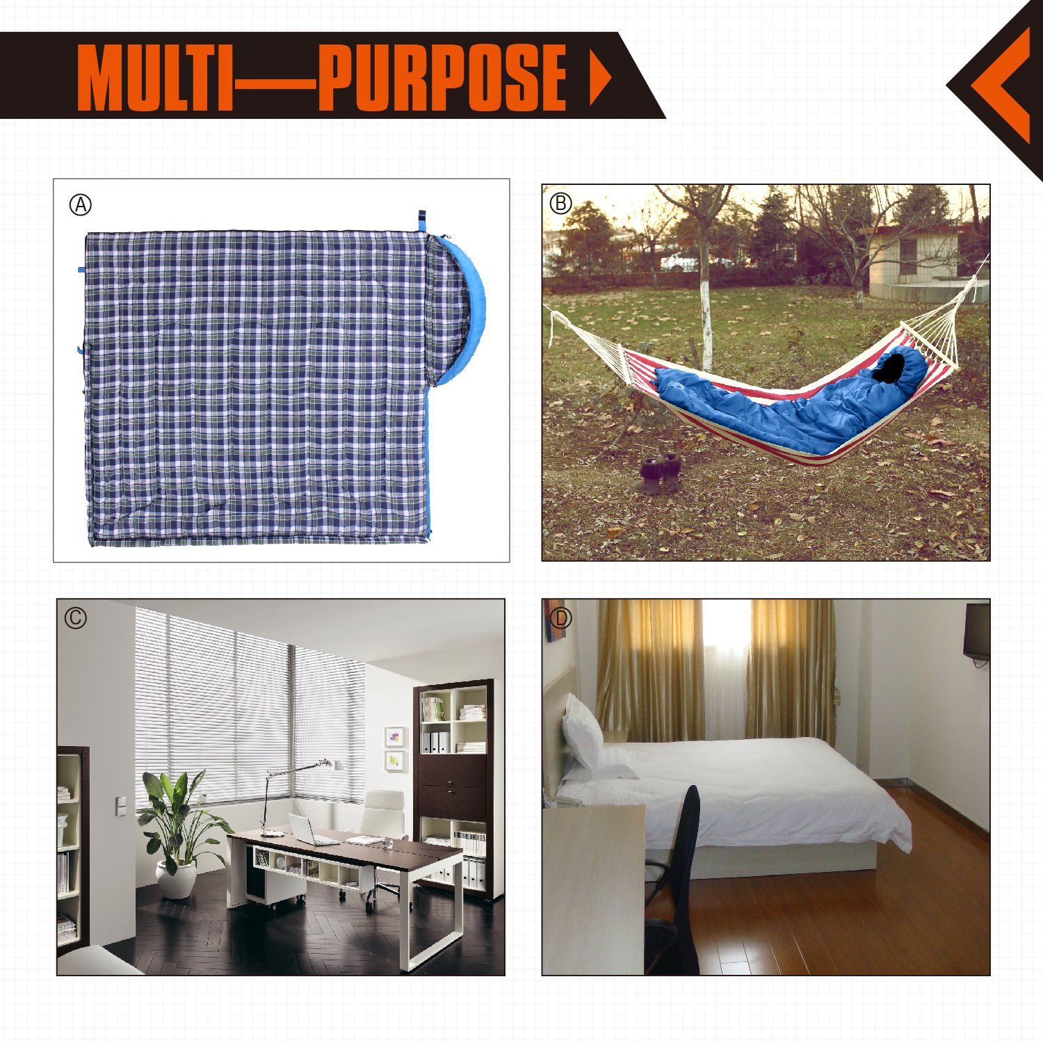 KingCamp Oversize 3-season 24.8F/-4C Adult Sleeping Bag with Compression Sack Blue Right Hand