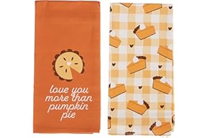 Pearhead Pumpkin Pie Dish Towels, Set of 2, Thanksgiving Décor, Fall Décor, Novelty Holiday Kitchen Towels, Thanksgiving Tea 