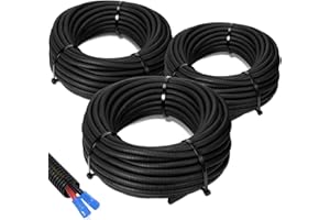 Sasylvia 1/4", 1/2", 3/8" x 25 Ft Split Wire Loom Tubing Wire Loom Assortment Split Cable Sleeves Bulk Flexible Electrical Conduit Protective kit