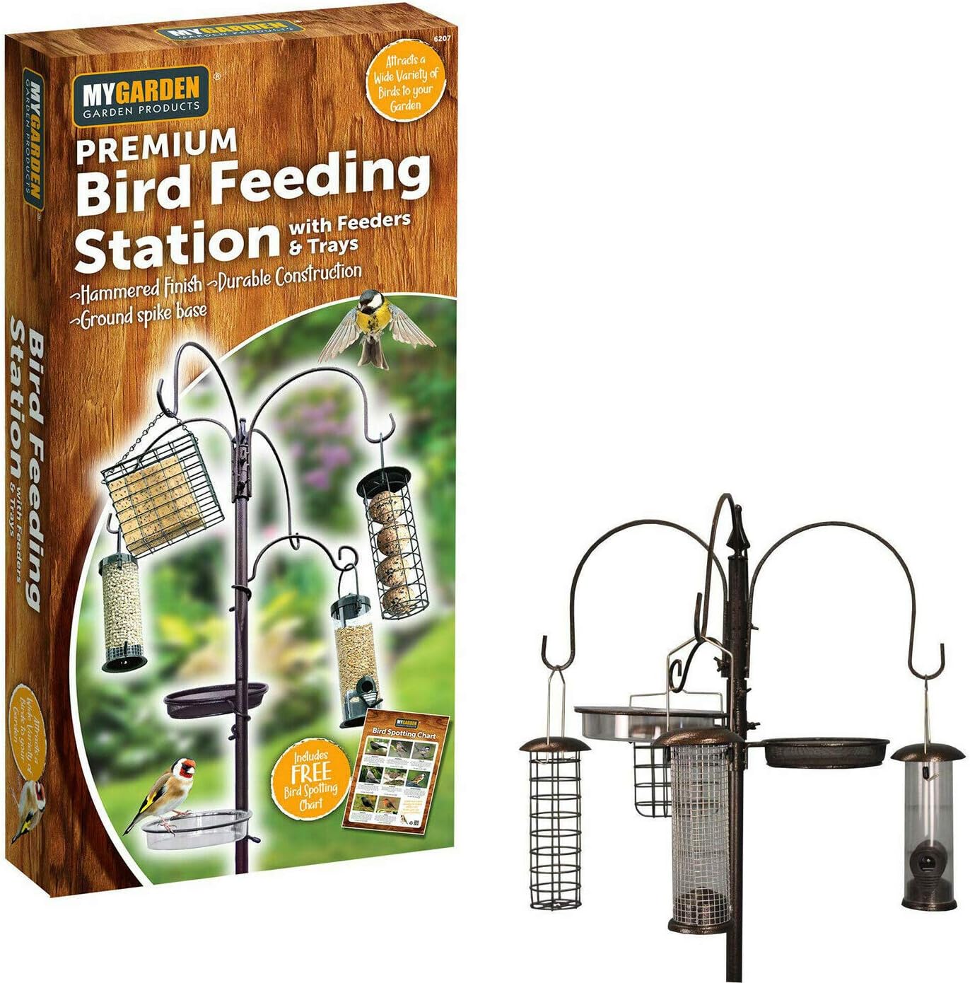 Tooltime Premium Garden Wild Bird Feeding Station With 4 Feeders
