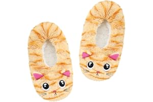 Panda Bros Slipper Socks With Non-Slip Grippers, Cute Fuzzy Warm Cat Animal House Slippers