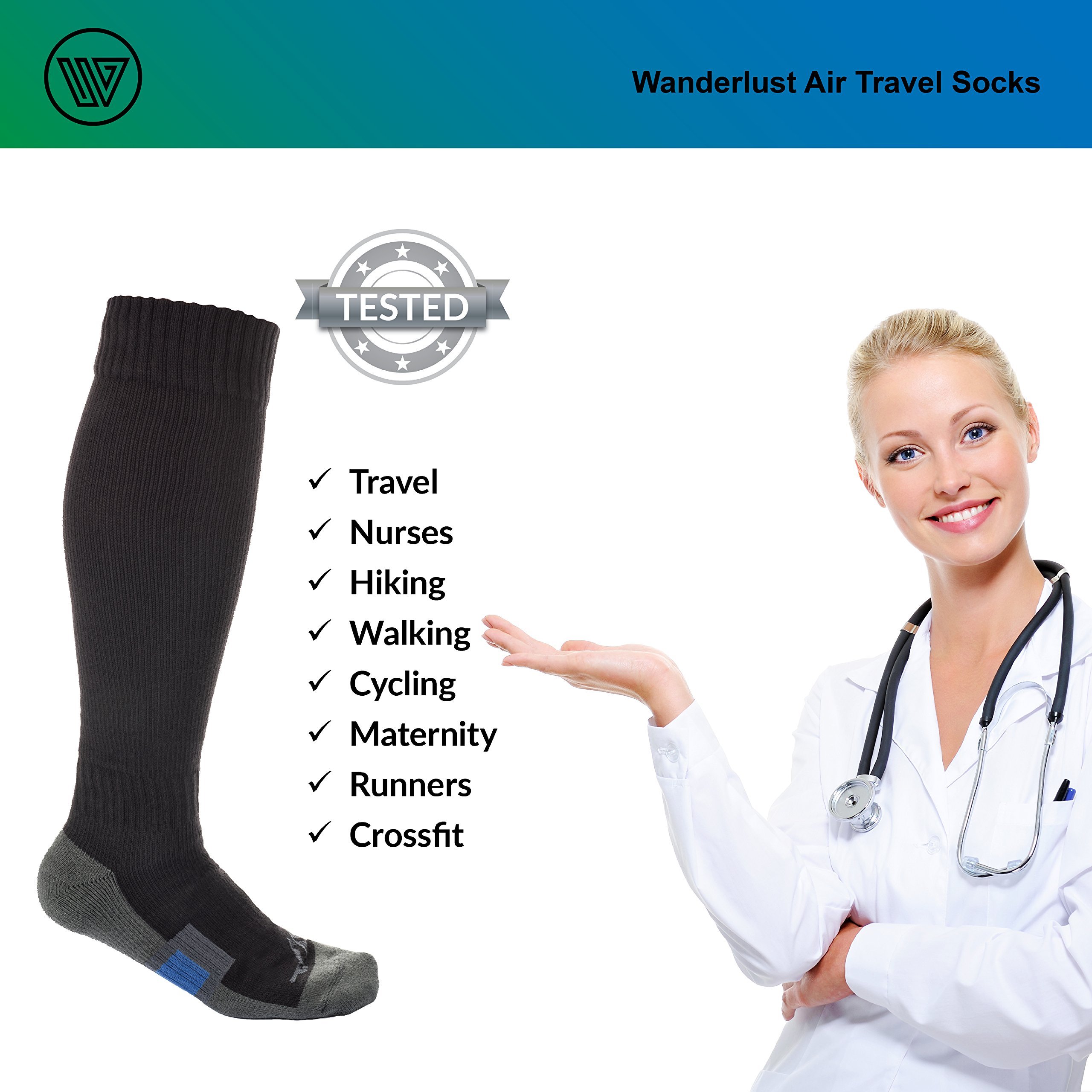 Wanderlust Travel Compression Socks Premium Graduated Support