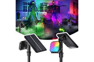 JSOT Solar Lights Outdoor Waterproof - Color Changing Solar Spot Lights Outside, Solar Powered Spotlight Landscape Lighting Halloween Spotlights for Tree Garden Yard Pathway Driveway House Christmas