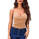 Avidlove Women's Mesh Camisole Cowl Neck Tank Top Cami Sequin Basic Tank Shirt Blouses