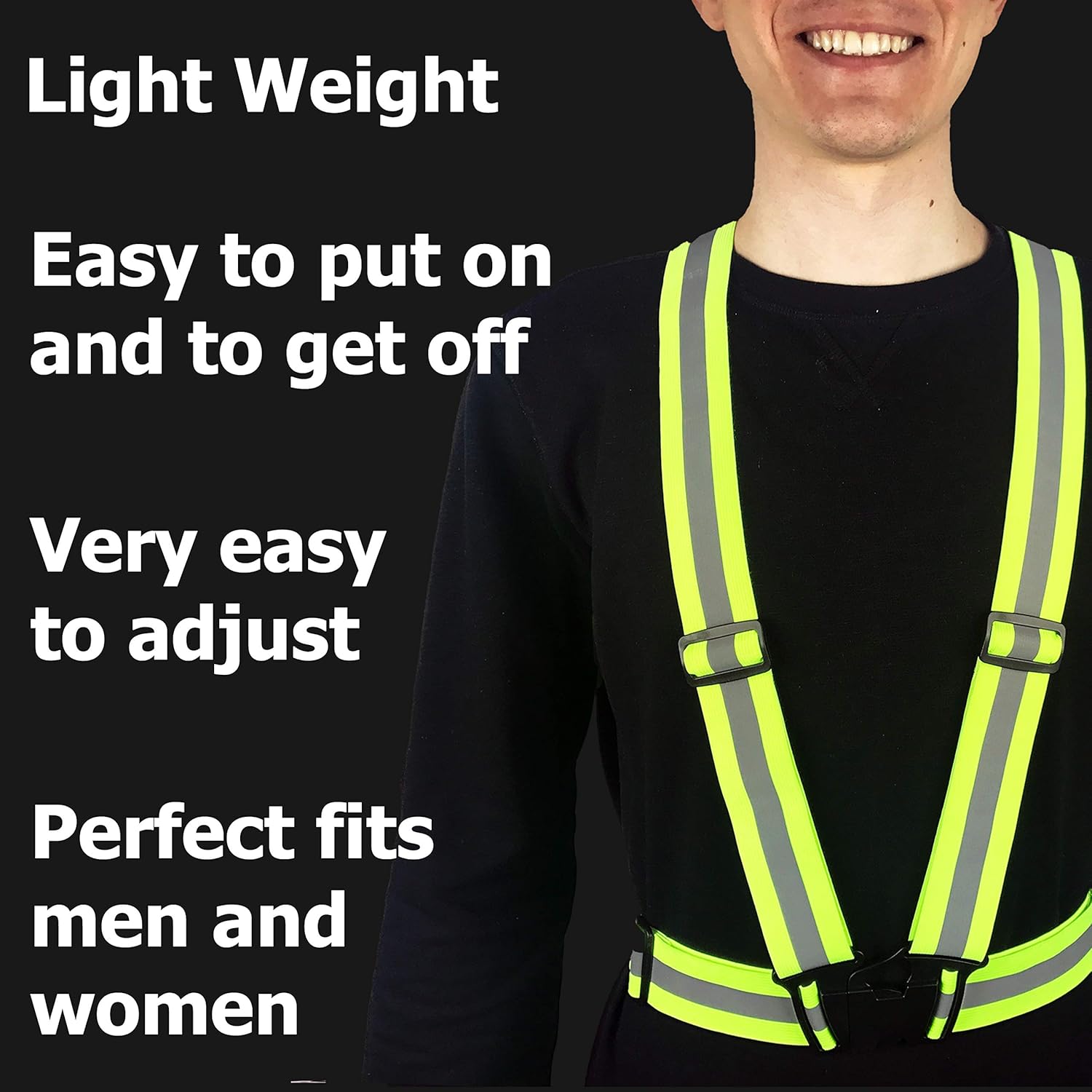 Reflective Vest with Reflective Bands - Reflective Running Gear for Men and Women for Night Running, Biking, Walking. Reflective Running Vest, Safety Straps, Reflector Strips (Green Vest + 4 Bands) : Sports & Outdoors