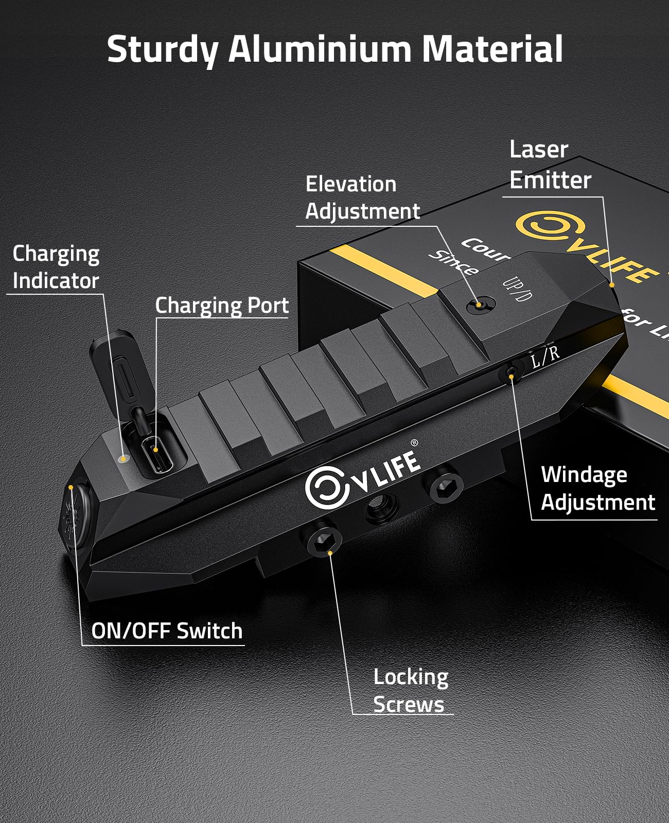 CVLIFE Laser Sight for Rifle, Low Profile Tactical Rechargeable Picatinny Rifle Laser Sight with Strobe Mode (Green Laser)