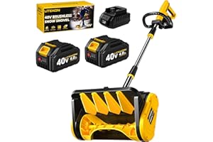 Litekon Cordless Snow Shovel, 40V | 13-Inch | 4.0-Ah High Power Brushless Snow Blower, Battery-Powered Snow Blower for Patio, Deck, Driveway (2 * 40V Battery & Quick Charger Included)