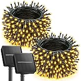 Brightown 2 Pack Solar String Lights Outdoor Waterproof, 92Ft 240 LED Solar Lights Outdoor with 8 Modes, Outdoor Light Solar Powered for Patio Yard Tree Garden Party Decorations, Warm White