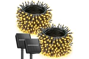 Brightown 2 Pack Solar Christmas Lights, 92Ft 240 LED Solar String Lights Outdoor Waterproof with 8 Modes, Solar Light Outdoor for Patio Yard Tree Garden Party Decorations, Warm White