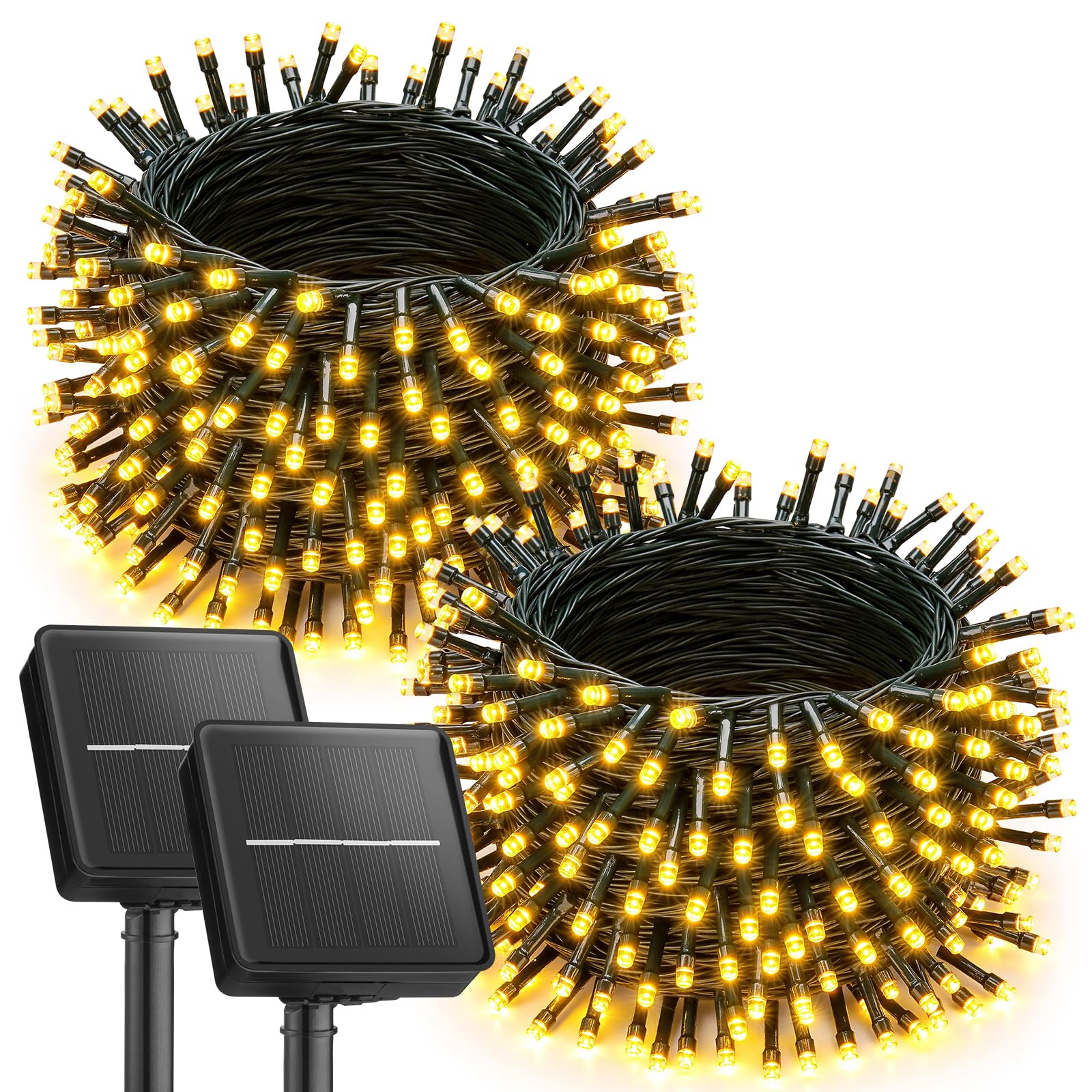 Photo 1 of * total length for both is 92 ftBrightown 2 Pack Solar String Lights Outdoor Waterproof, 92Ft 240 LED Solar Lights Outdoor with 8 Modes, Outdoor Light Solar Powered for Patio Yard Tree Garden Party Decorations, Warm White