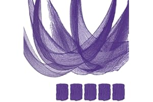 Qtisky Set of 5 Halloween Creepy Cloth Decoration, Purple Halloween Gauze Cloth Decor (72 x 30 in), Indoor Outdoor Spooky Halloween Decoration for Home Wall Yard Party Supplies(Purple)