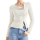 SUUKSESS Women Button Down Ribbed Tops Long Sleeve Going Out Fitted Modal Shirt
