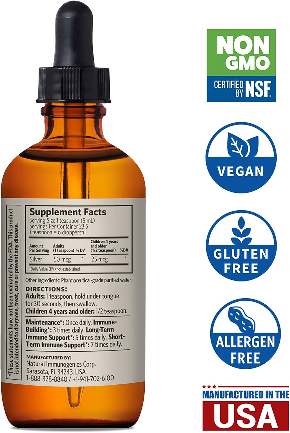Sovereign Silver Bio-Active Silver Hydrosol for Immune Support - 10 ppm, 4oz (118mL) - Dropper: Health & Personal Care