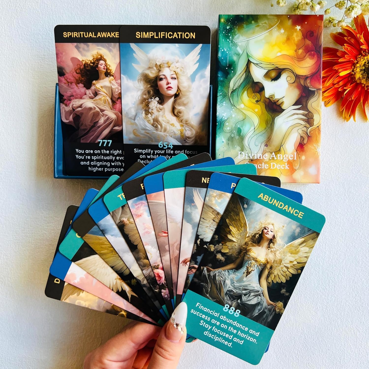 Angel Numbers Oracle Cards, Oracle Cards for Beginners, Enhance Your Spiritual Journey with The Angel Number Affirmation Cards