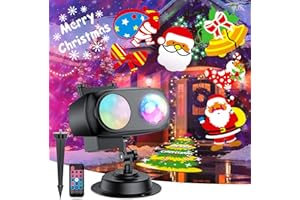 Halloween Christmas Projector，Outdoor Light with Snowflake Xmas Theme Party Yard Garden Decorations with 14 Slides 10 Colors 