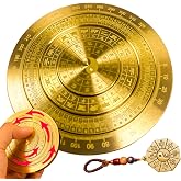 Feng Shui Golden Compass, Solid Brass Bagua Feng Shui Luo Pan for Home Office Decoration, Rotatable Good Luck Minis Chinese Auspicious Amulet, Traditional Fengshui Compass Ornament