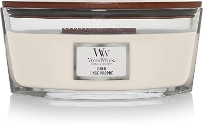 WoodWick Ellipse Linen Scented Candle with Hearthwick Flame 50 Hr