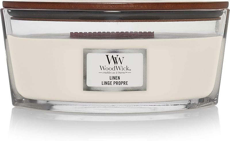 WoodWick Ellipse Linen Scented Candle with Hearthwick Flame 50 Hr