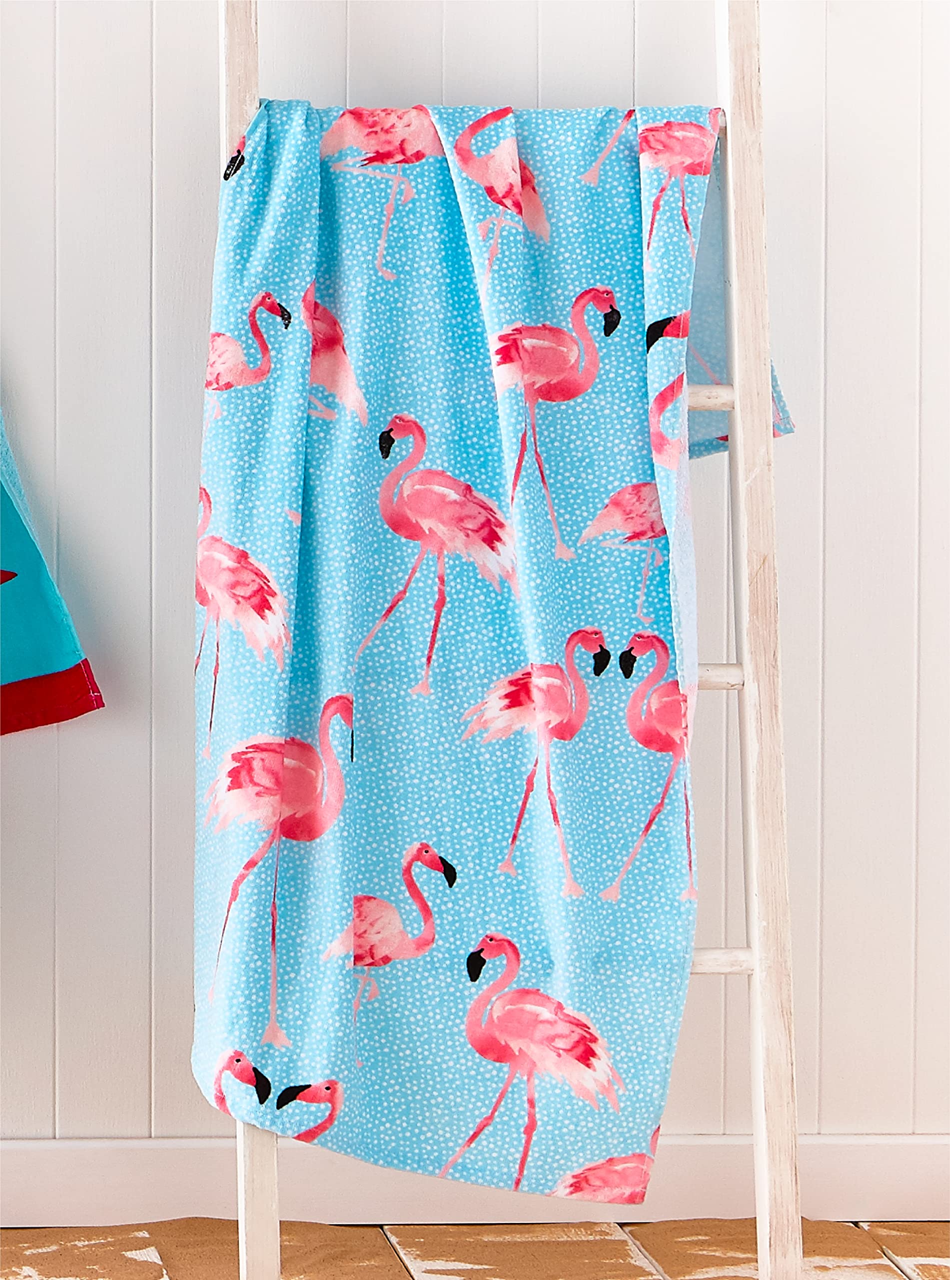 Catherine Lansfield Flamingo Beach Towel Blue