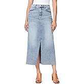 kensie Jeans for Women High Rise Frayed Hem Front Slit Maxi Jean Skirt 36-Inch, Sizes 0-12