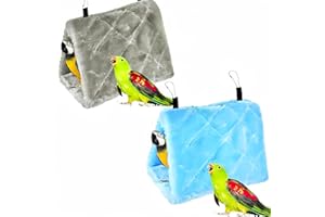 Magnoloran 2 Pack Warm Bird Nest House Bed Hanging Hammock Sleeping Bed Plush Hanging Snuggle Cave Happy Hut for Pet Parrot Parakeet Cockatiel Conure Cockatoo African Grey Macaw(Blue&Grey)