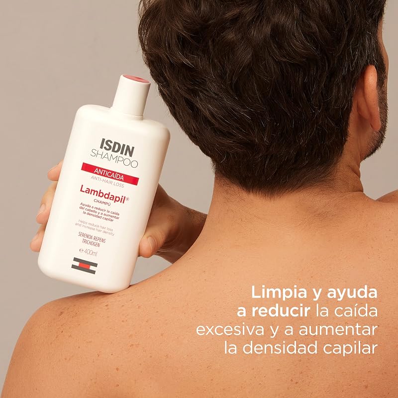 Isdin lambdapil shampoo anti-queda de cabelo, ajuda a reduzir a queda de cabelo e aumentar a densidade do cabelo
